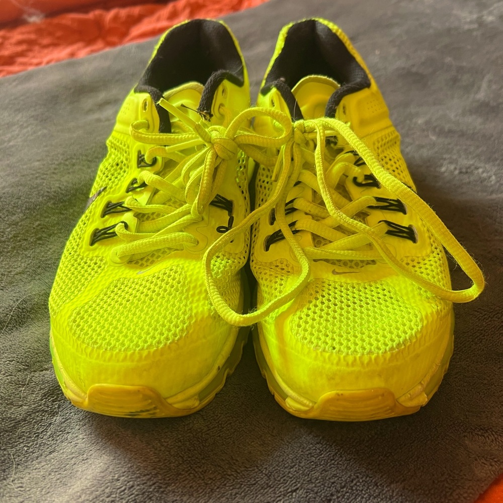 Neon yellow Nike Air Max shoes